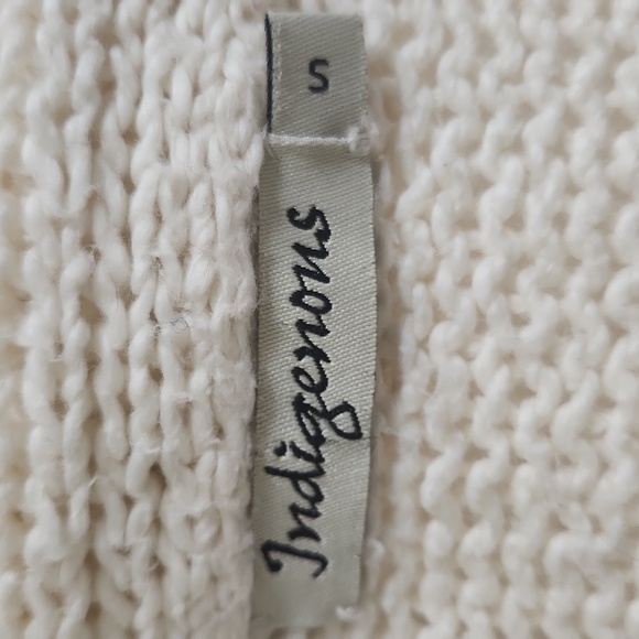 Indigenous Cardigan Knit Sweater Organic Cotton Cream Ivory Womens Small Boho - Picture 3 of 10
